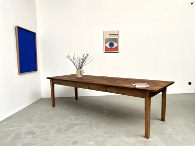Grande table de ferme en pin, circa 1970, vue 1