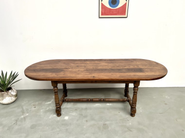 Grande table ancienne ovale en chêne massif – Circa 1900, vue 3