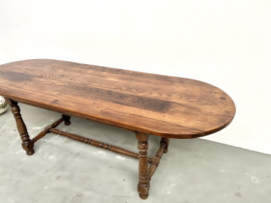 Grande table ancienne ovale en chêne massif – Circa 1900, vue 4