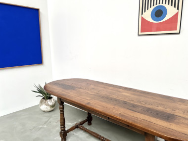 Grande table ancienne ovale en chêne massif – Circa 1900, vue 5