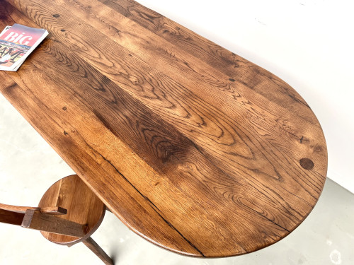Grande table ancienne ovale en chêne massif – Circa 1900, vue 8