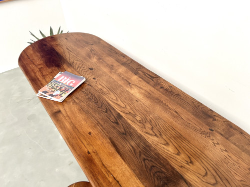 Grande table ancienne ovale en chêne massif – Circa 1900, vue 9