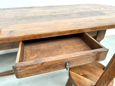 Grande table ancienne ovale en chêne massif – Circa 1900, vue 15