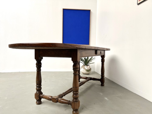 Grande table ancienne ovale en chêne massif – Circa 1900, vue 26