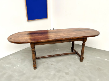 Grande table ancienne ovale en chêne massif – Circa 1900, vue 32