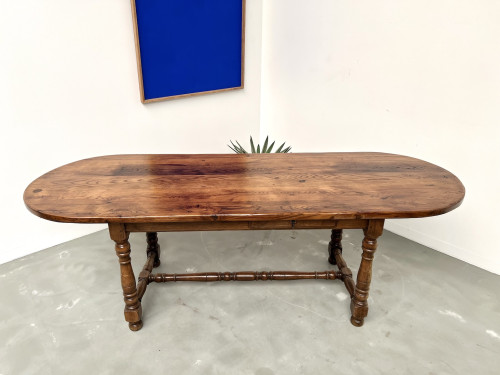 Grande table ancienne ovale en chêne massif – Circa 1900, vue 33