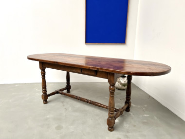 Grande table ancienne ovale en chêne massif – Circa 1900, vue 35