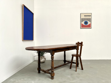 Grande table ancienne ovale en chêne massif – Circa 1900, vue 38