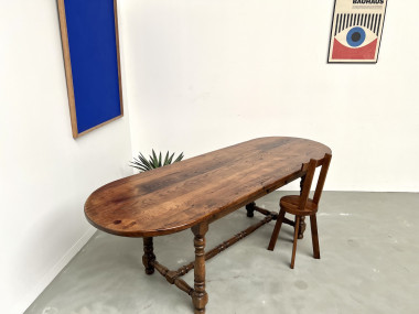Grande table ancienne ovale en chêne massif – Circa 1900, vue 39