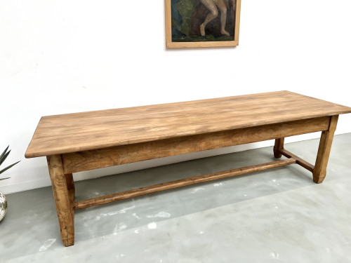 Grande table de ferme en hêtre massif des années 50, vue 7