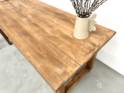 Grande table de ferme en hêtre massif des années 50, vue 10