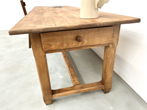 Grande table de ferme en hêtre massif des années 50, vue 13