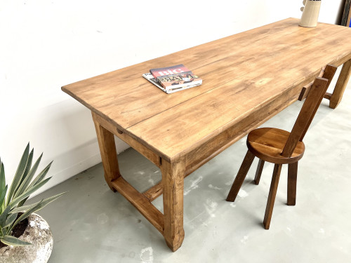 Grande table de ferme en hêtre massif des années 50, vue 15