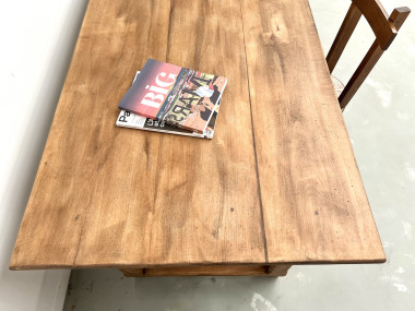 Grande table de ferme en hêtre massif des années 50, vue 18