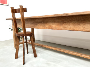Grande table de ferme en hêtre massif des années 50, vue 22