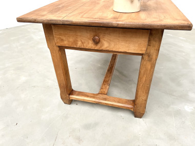 Grande table de ferme en hêtre massif des années 50, vue 24