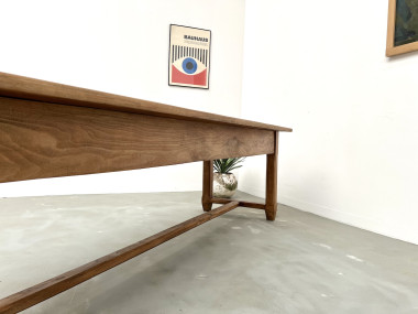 Grande table de ferme en hêtre massif des années 50, vue 25