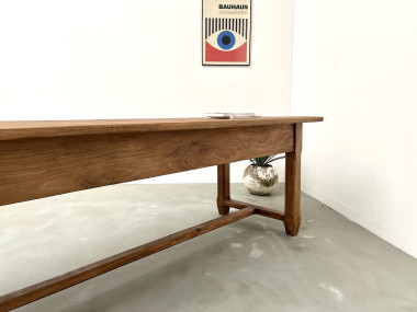 Grande table de ferme en hêtre massif des années 50, vue 26