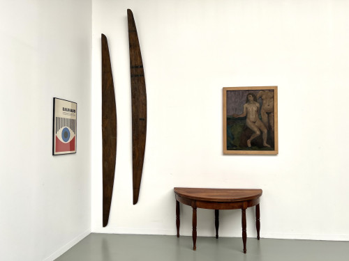 Table demi-lune en noyer massif, circa 1900, vue 2