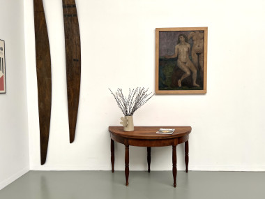 Table demi-lune en noyer massif, circa 1900, vue 7
