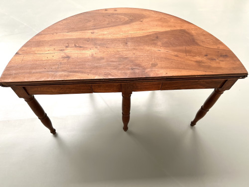 Table demi-lune en noyer massif, circa 1900, vue 14