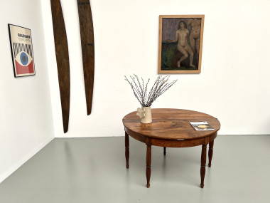 Table demi-lune en noyer massif, circa 1900, vue 27