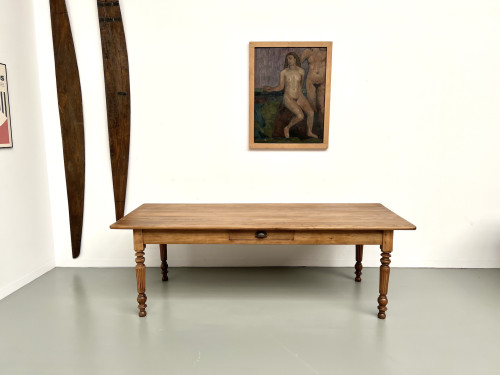 Table de ferme en noyer blond – circa 1900, vue 2