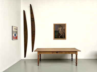 Table de ferme en noyer blond – circa 1900, vue 1