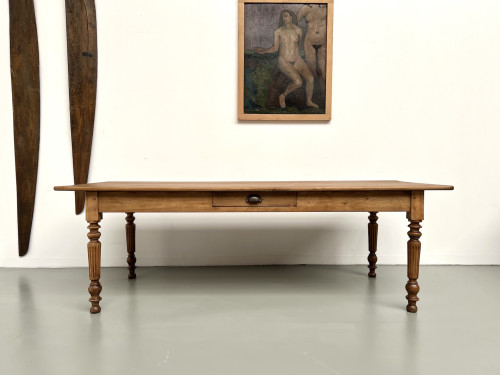 Table de ferme en noyer blond – circa 1900, vue 3