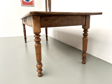 Table de ferme en noyer blond – circa 1900, vue 9