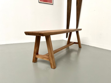 Petit banc en noyer, années 70, vue 12