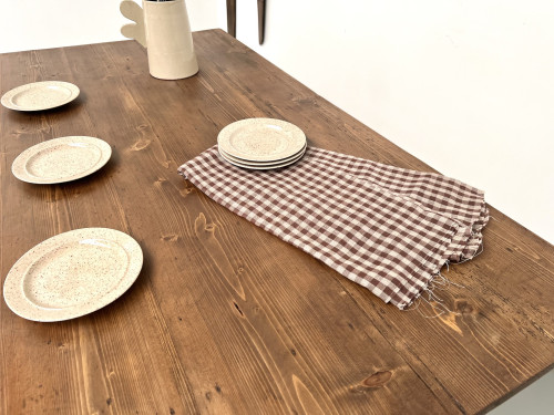 Petite table de ferme en pin aux pieds tournés, vue 20