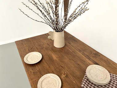 Petite table de ferme en pin aux pieds tournés, vue 21
