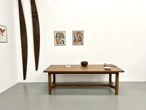 Table de ferme en chêne des années 50, vue 1