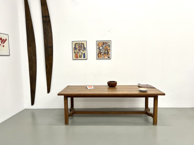 Table de ferme en chêne des années 50, vue 1