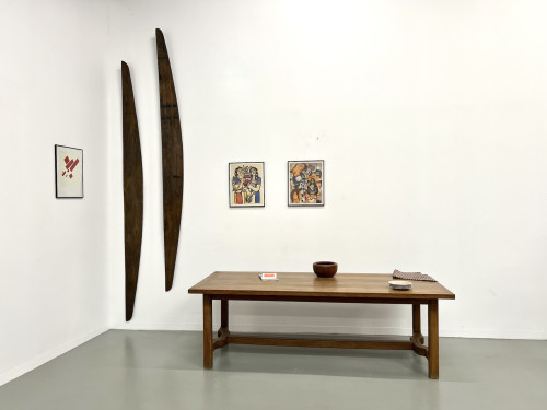 Table de ferme en chêne des années 50, vue 2