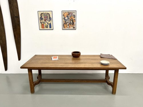 Table de ferme en chêne des années 50, vue 3