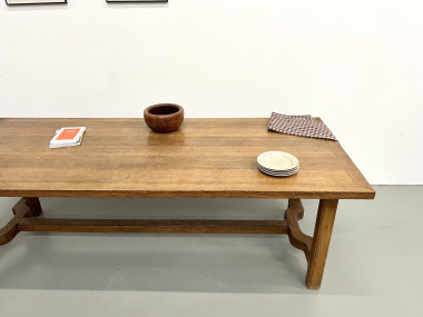 Table de ferme en chêne des années 50, vue 4