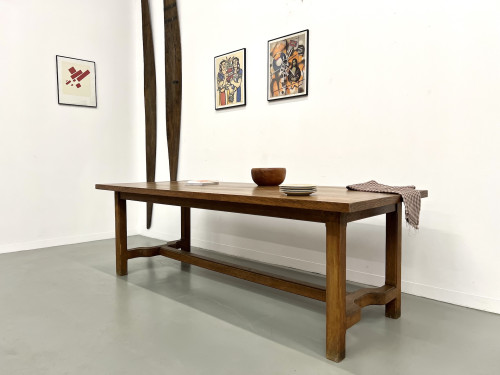 Table de ferme en chêne des années 50, vue 8