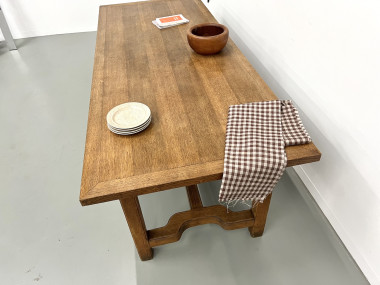 Table de ferme en chêne des années 50, vue 10