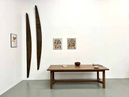 Table de ferme en chêne des années 50, vue 11