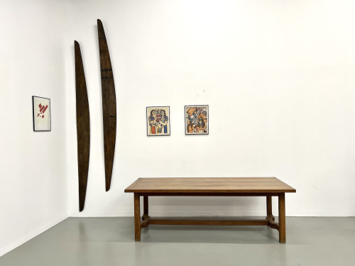Table de ferme en chêne des années 50, vue 12