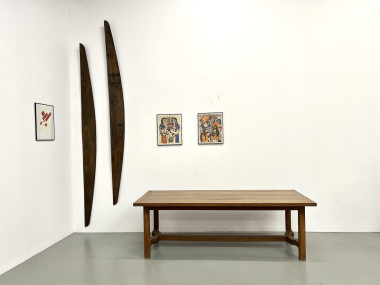 Table de ferme en chêne des années 50, vue 12