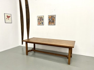 Table de ferme en chêne des années 50, vue 14