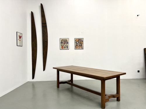 Table de ferme en chêne des années 50, vue 26