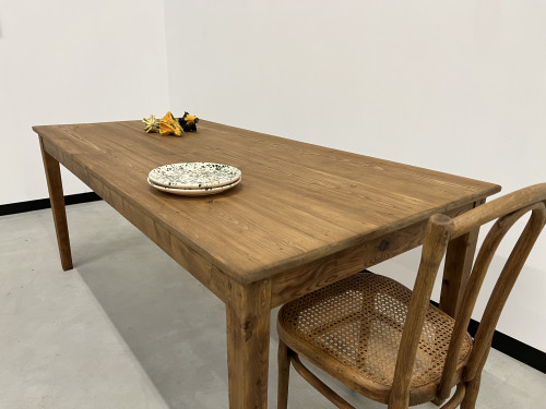 Table de ferme en pin, pieds fuseaux, vue 8