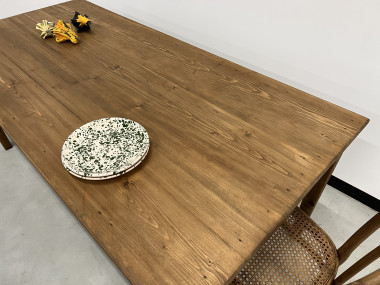 Table de ferme en pin, pieds fuseaux, vue 11