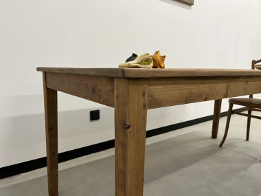Table de ferme en pin, pieds fuseaux, vue 13