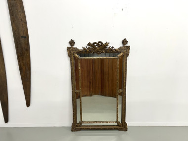 Grand miroir fronton ancien à parecloses, vue 3