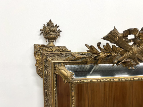 Grand miroir fronton ancien à parecloses, vue 4